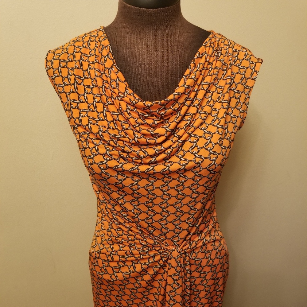 Michael Kors Orange Chain Link Pattern Dress Xs - image 2